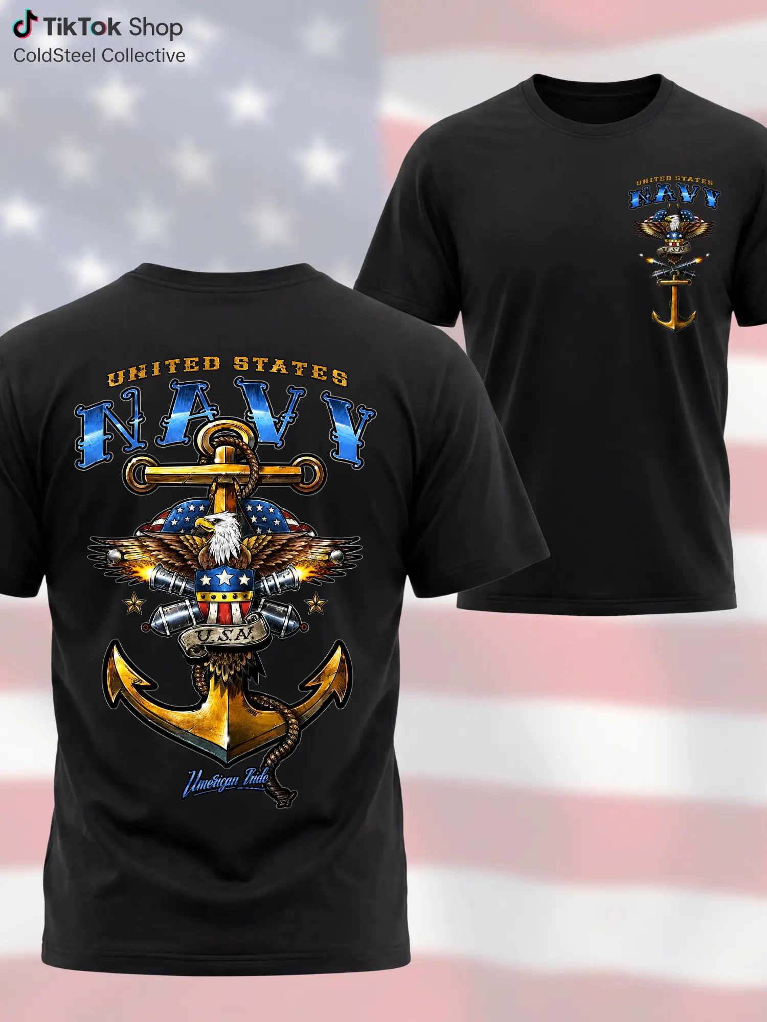 United States Navy Anchor Eagle Tshirt, Two Sided Navy Veteran Graphic Tee, Sailor Military Pride Shirt, Patriotic Naval Heritage Tshirt, Gift for Navy Veterans Dad Husband Grandpa