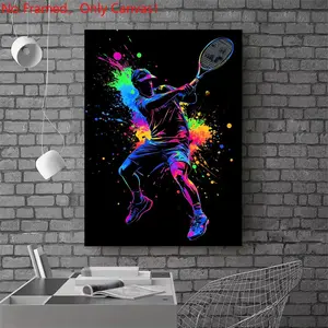 1 piece/set frameless canvas painting print poster, Sports activities art，Tennis Player Silhouette，a perfect gift for Tennis loves, ideal gift for bedroom, living room, dorm hallway, kitchen, mural, wall decoration, room decor