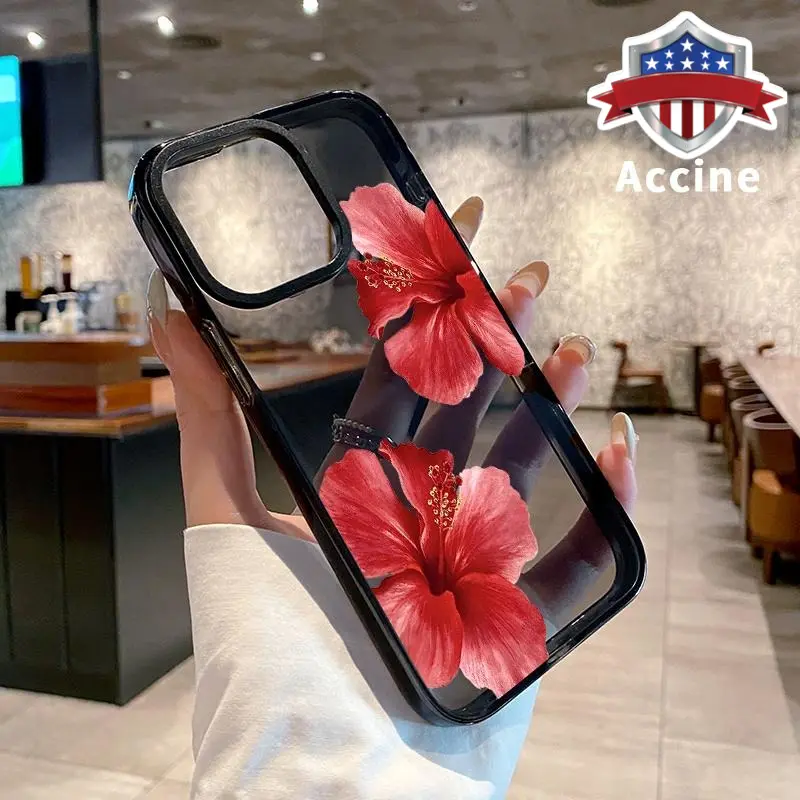 Phone Case for iPhone 17 16 Pro Max 15 Plus 14 13 12 11  Air Hibiscus Blooms Non-Yellowing Shockproof Clear slim Protective Softcase Protector Transparent Durable