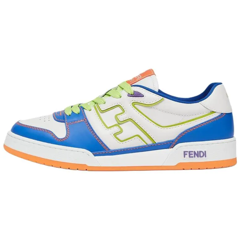 Men's FENDI Match Round-Toe Lace-Up Low-Top Casual Trainer Footwear - Multi-Color Trending Shoes, House White Official Maison Mihara Verifiable Pair with Credentials & Global Authentication Support