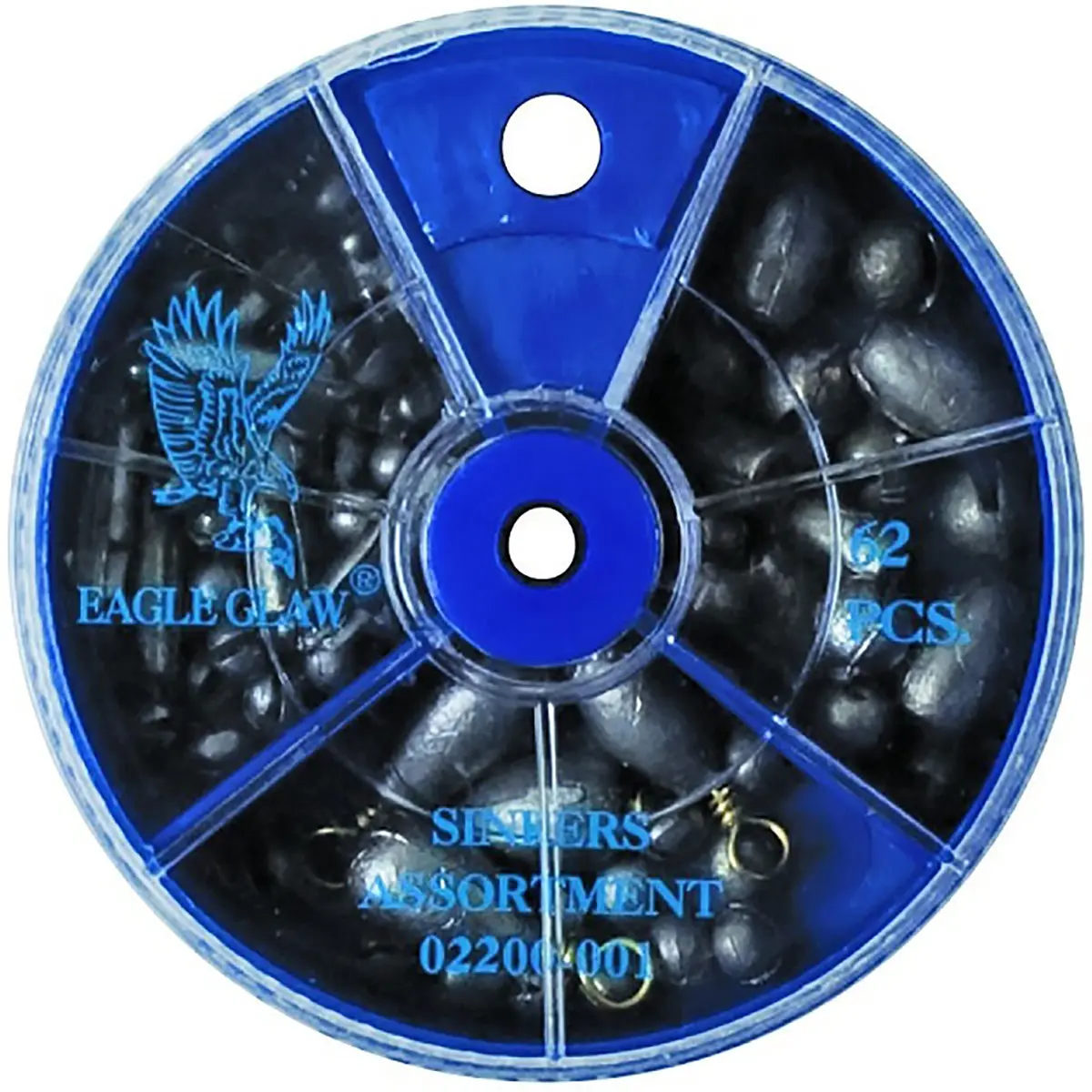 Eagle Claw 62-Piece Sinker Assortment, Lead-Based Fishing Tackle in a Dial Pack for Freshwater and Saltwater Use