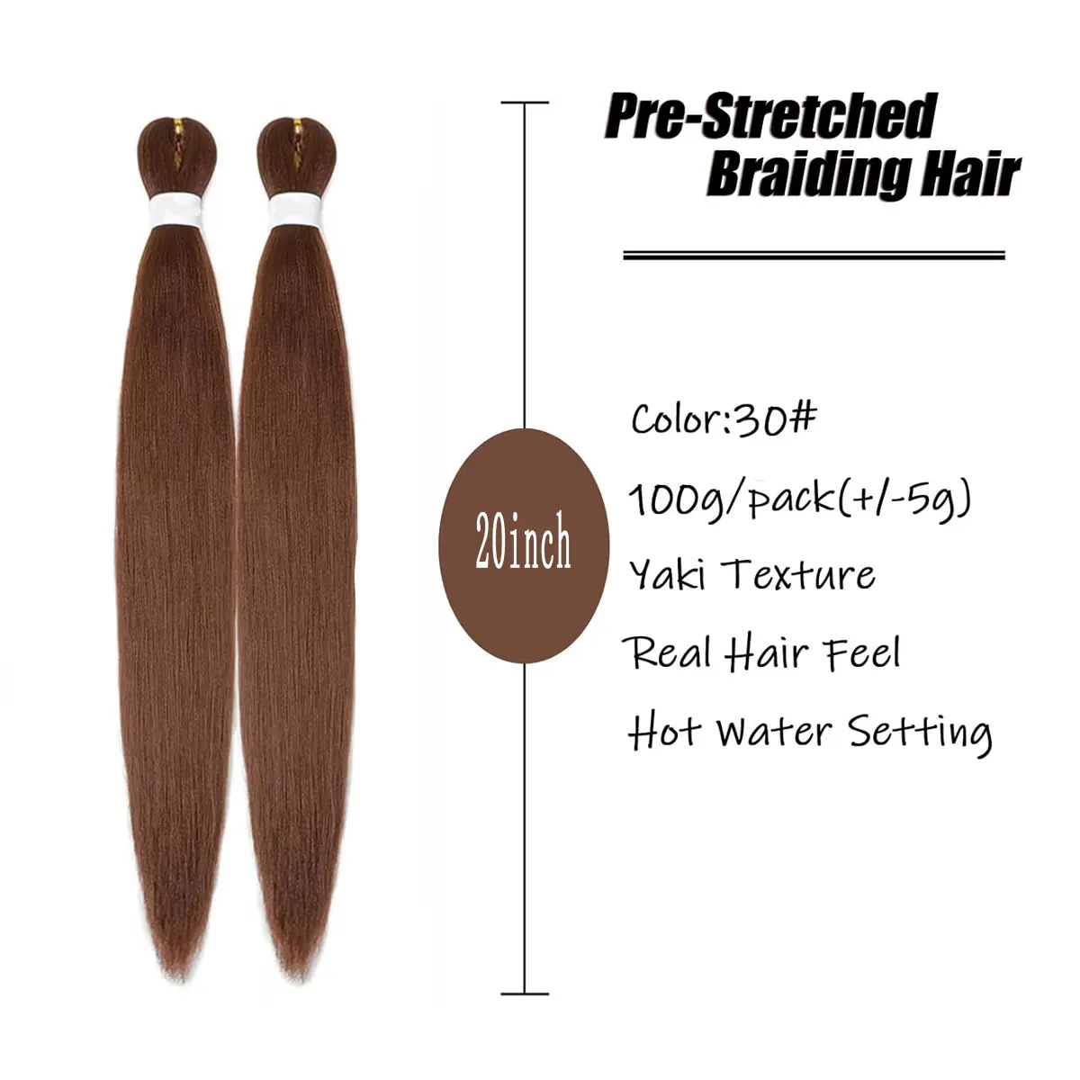 Pre-Stretched Braiding Hair 20 Inch 8 Packs, 1B Straight Synthetic Extensions for Women, Damage-Free & Heat Friendly for Casual Braids, Hair Braids, Casual Wear