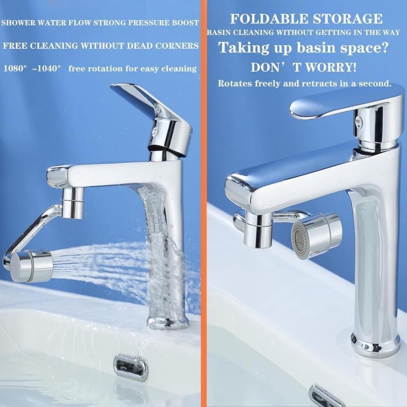 2026 Upgraded Universal Sink Faucet 1080° Rotating Faucet Extender with Upward Facial Mist, U Shaped Faucet Extender, 360° Faucet Aerator for Bathroom Kitchen, 4 Water Modes Adjustable (1)