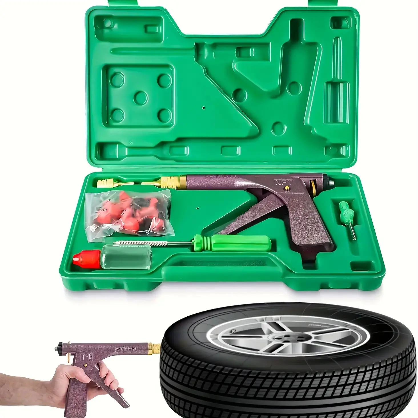 Tubeless Car Wheel Vacuum Tyre Repair Tool Kit, Vacuum Tire Repair Gun Kit, Essential Auto Maintenance Equipment, Durable & Efficient, Puncture Repair Kit, Car Repair Tools, Automotive Maintenance Tools