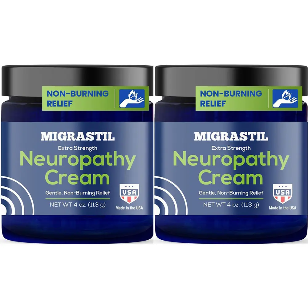 2 Bottles Migrastil Neuropathy Cream - Soothing Cream for Feet, Legs, Hands, Etc. Aloe Shea Butter Gentle Clove Moisturizing Body Care Daily