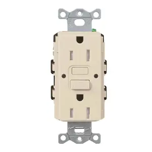 Lutron CAR-15-GFST-LA Claro 15A Tamper-Resistant Self-Testing GFCI Duplex Outlet, Light Almond