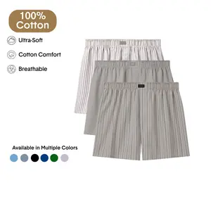 Tommy John Men’s Woven Boxer Shorts, 100% Cotton, Breathable Comfort Fit, Tagless Waistband, 3-Pack