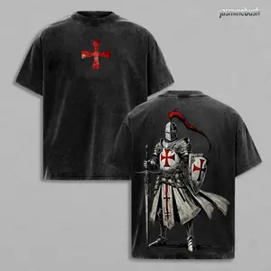 Crusader Knight Christian Knight Templar T-Shirt Vintage Washed, Crusader Armor of God Tee, Jesus Warrior Cross Graphic Shirt, Religious Faith Top, Christian Apparel Gift , Church Outfit