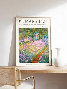 Bible Verse Poster Bible Art The Artist's Garden Giverny Monet Art Christian Home Decor Floral Print Floral Decor Gift A1a2a3a4