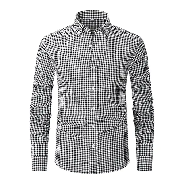 Men's plaid shirt; casual daily breathable long-sleeved stretch button-down collar men's coat. camisas  mangalarga  para  hombres Menswear Checked