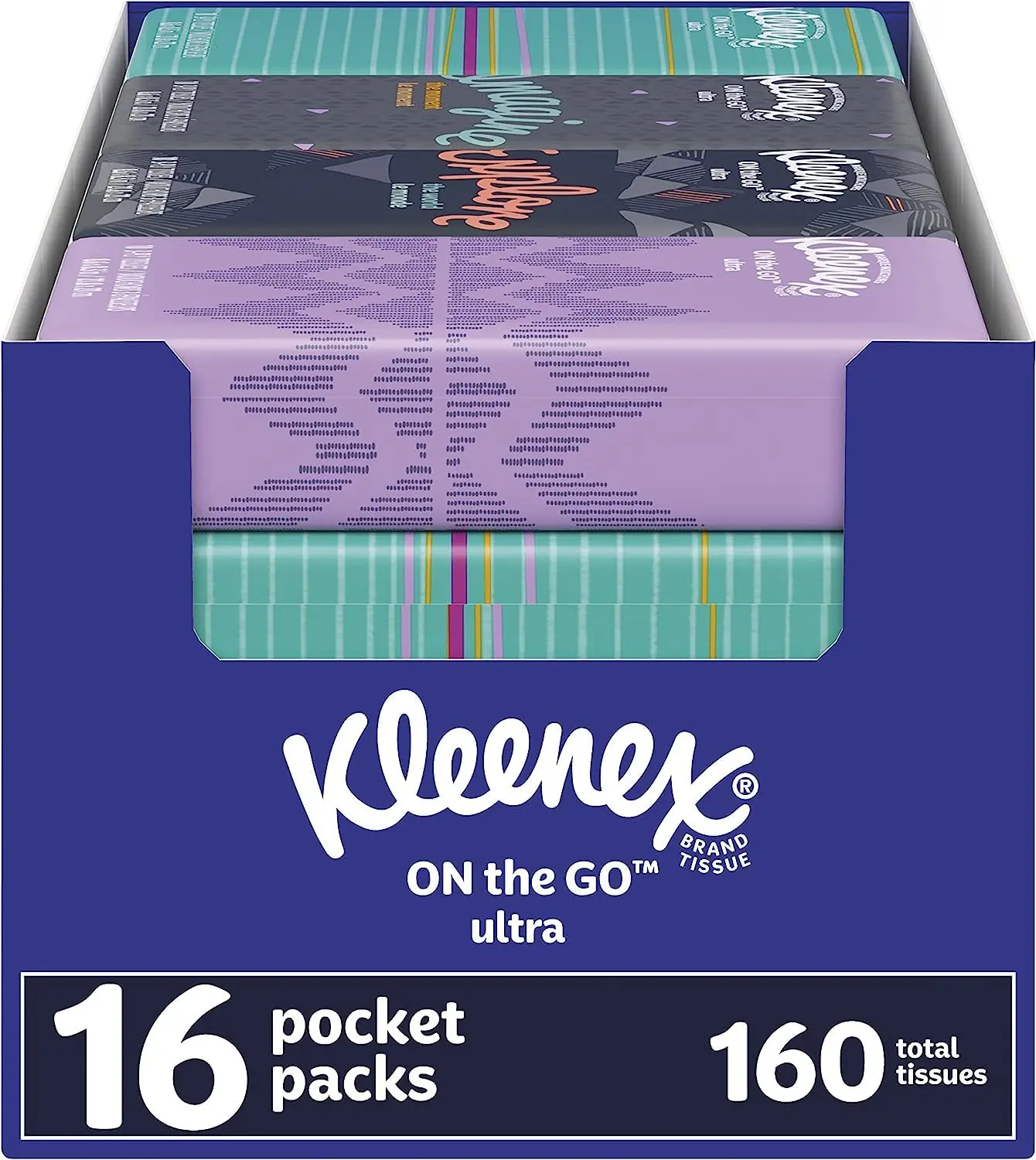 Kleenex 16 Pocket Packs (10 per pack), White, Box Kleenex White Facial Tissue (Pack of 16)