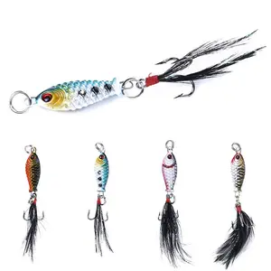 Bionic Metal Feather Hook Set, 3D Fish Eye + Heavy Feather Treble Hook, Long Cast Lure, Corrosion Resistant, Bass Fishing Gear