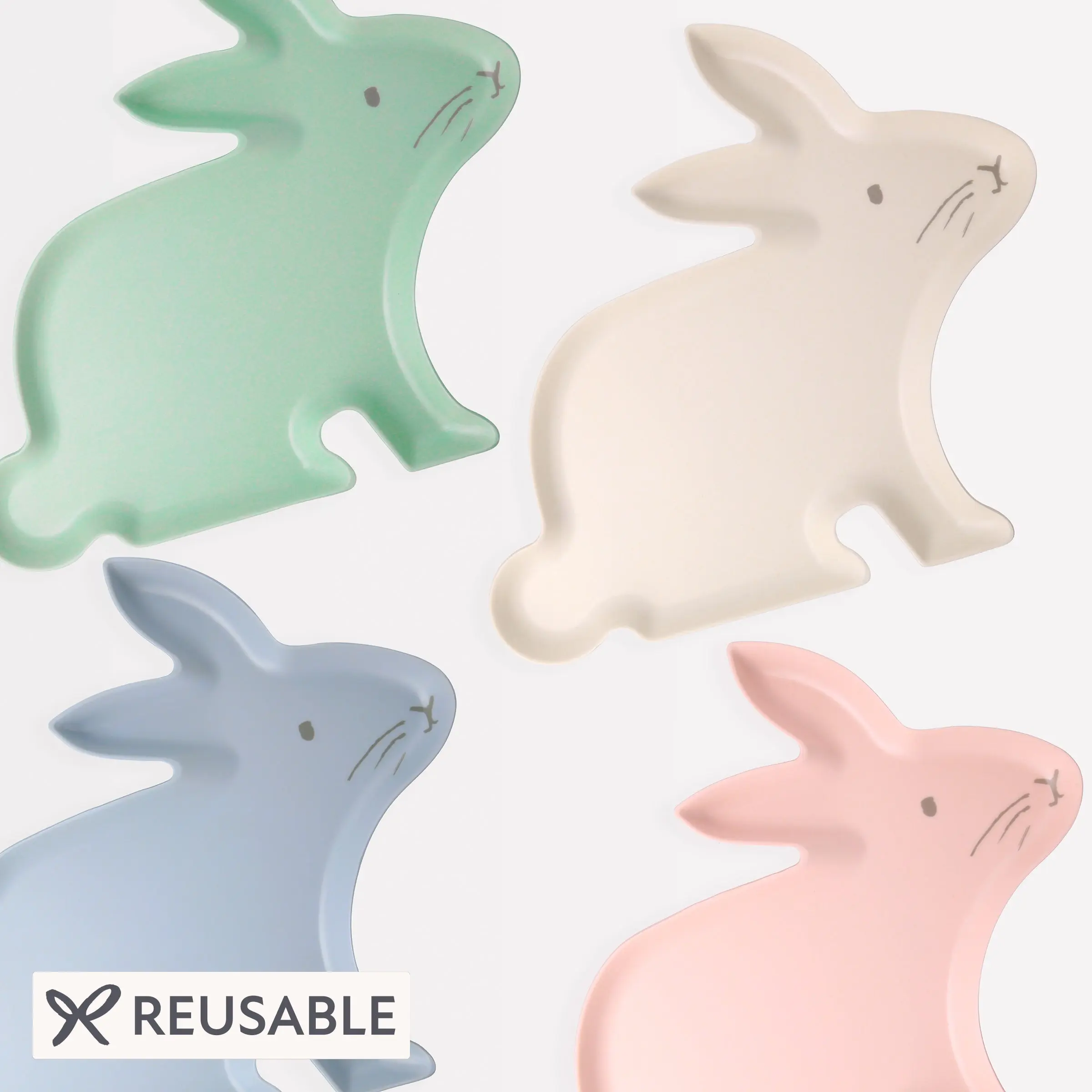 Reusable Bamboo Bunny Plates (x 4)