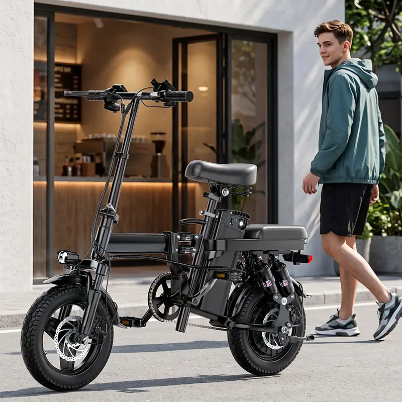 1000W Peak Folding Electric Bike - 14-Level Suspension, All-Terrain Tires, 25-45km Range, Suitable for City Streets & Off-Road Use E-bike disc brake l foldable l