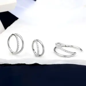 Oufer 20G/18G/16G Double Hoop Hinged Nostril Ring Segment Septum Helix Conch Piercing Rings 6mm 8mm 10mm 12mm For Women Party