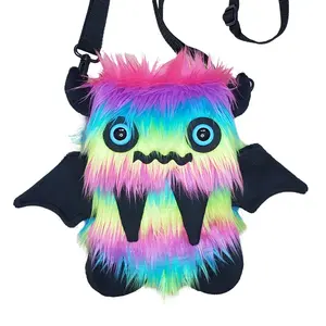 Atomic Laundry Apparel DJ Dazzle Neon Rainbow Floof Monster Friend BACKPACK/Messenger Bag