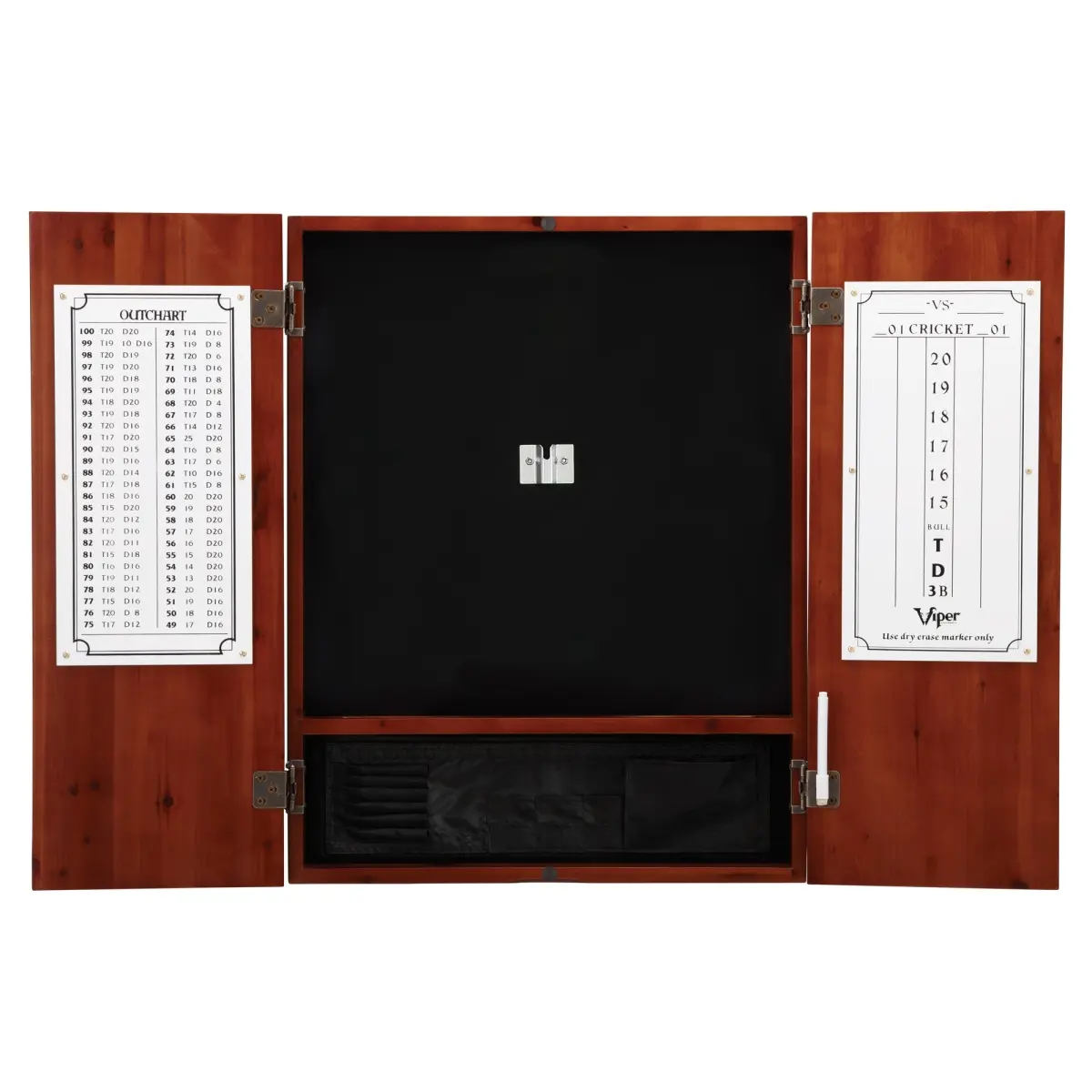 Viper Metropolitan Cinnamon Pine Wood Dartboard Cabinet, Regulation Size Self-Healing Sisal Bristle Board with Dry Erase Scoreboards & Darts Sets, Fiber, Classic, Unisex, Brass, Accurate Throws, 17.75" Diameter, Aluminum, 27 Lbs, Compressed Fiber, Adults