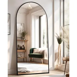 Arched Full Length Mirror, Floor Mirror with Stand, 71"x26" Large Wall Mirror Full Length,  Floor Mirror, Wall Mounted for Bedroom, Black