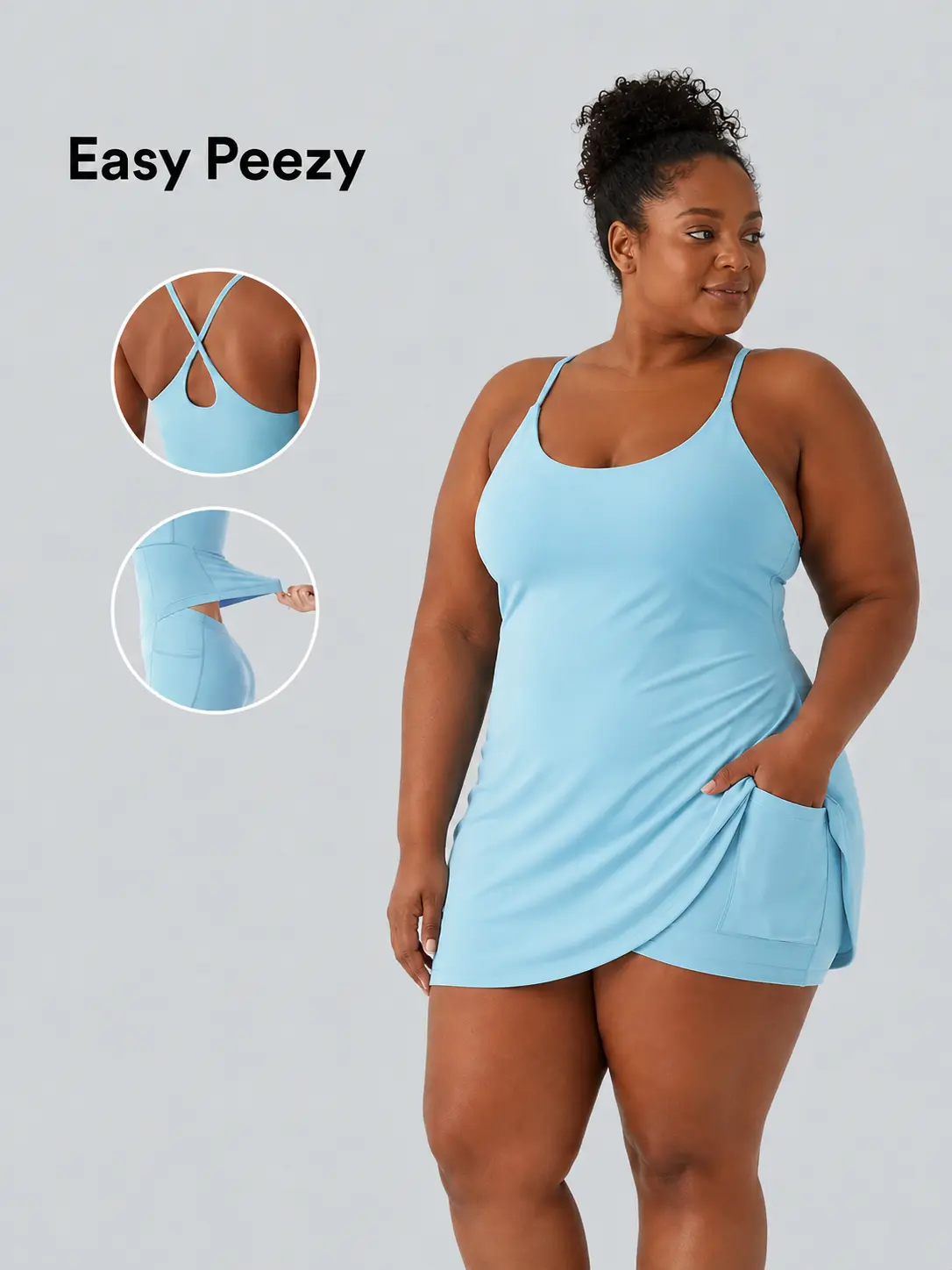 Sculpt Touch Women's Backless Active Tennis Dress with Built-in Shorts & Bra, Soft Stretch Workout Dress with Pockets for Golf, Pickleball & Everyday Wear