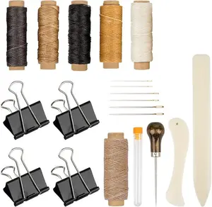 20 Pcs Beginner's Binding Tool Kit with Bone Folder, Large Eye Needles, Wax Thread, and More - Ideal for DIY Crafts & Sewing embroidery Projects