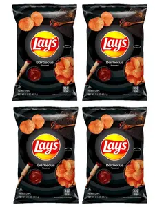 Lays BBQ Flavored Potato Chips, 2.25 Ounce Bags, Pack of 4 - Crispy Snack Crunchy   Savory Vegetable