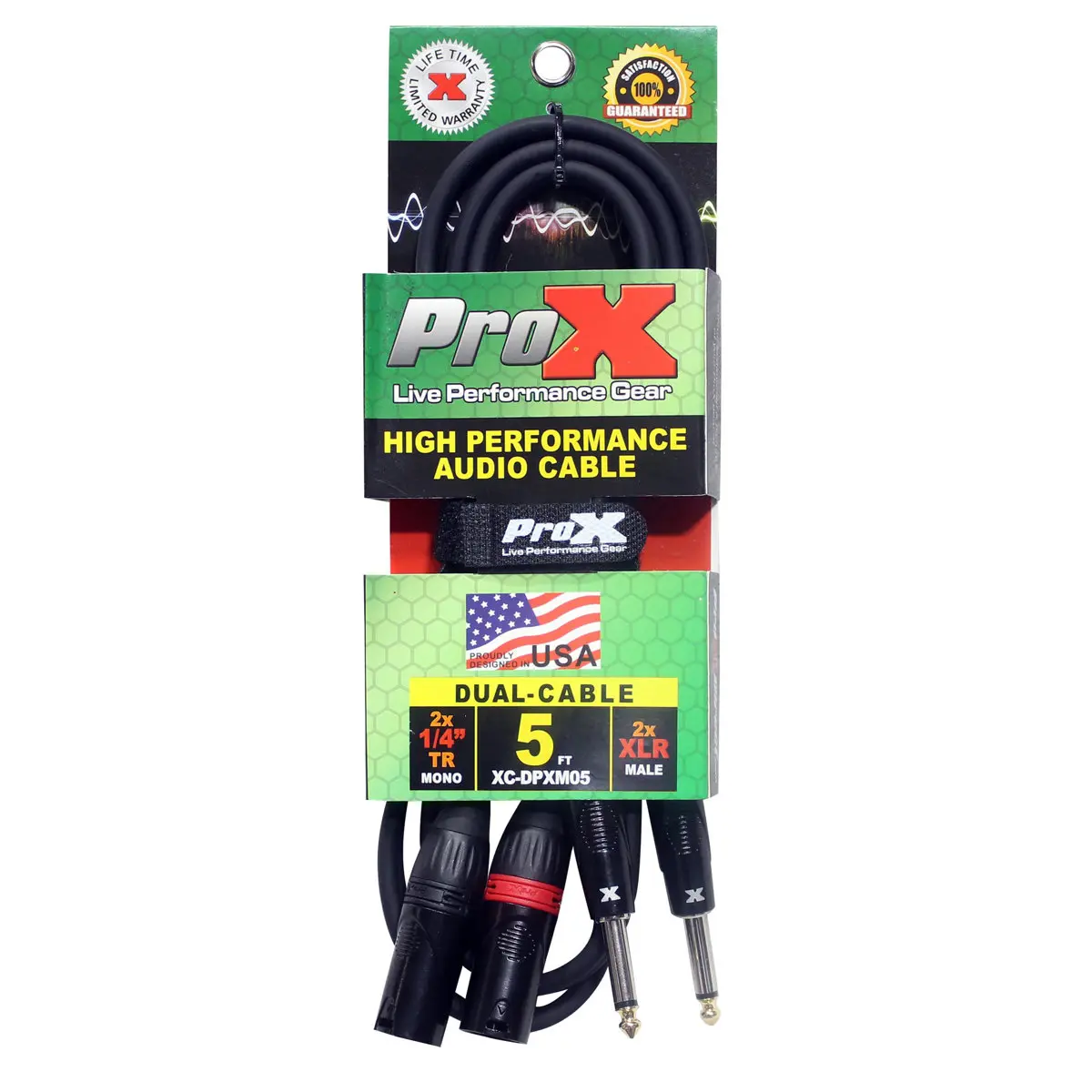 ProX XC-DPXM05 Compact 5' Audio Cable, Dual 1/4" TS-M to Dual XLR-M Unbalanced High Performance, Noise-Reducing Audio Accessories