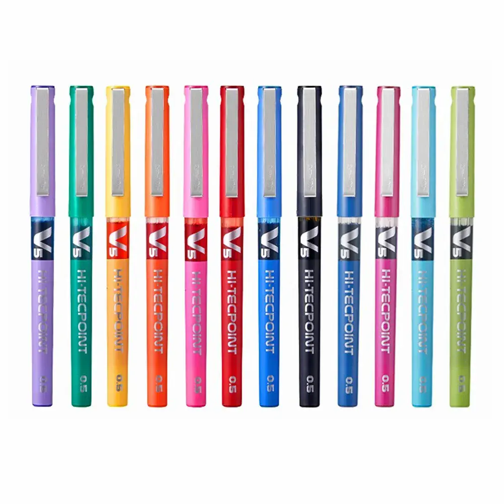 PILOT BX-V5 Gel Pens, 12Pcs Japanese Stationery, 0.5mm Durable Needle Tip, Water-Based Large Capacity Quick-Drying Liquid Ink, Drop-Resistant, Smooth Write, Office & School Supplies
