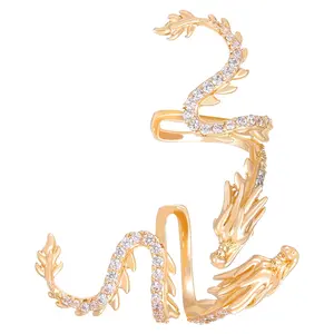 2pcs Fashion Crystal Dragon Ear Bone Clip for Women Men Punk Metal Cuff