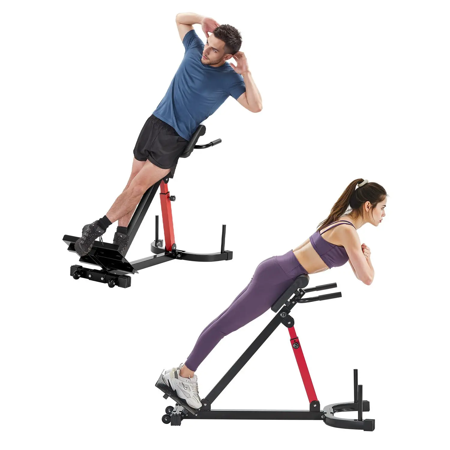 Carbon Steel Roman Chair with Detachable Pad, Adjustable Multi-Function Abdominal Core Trainer for Full Body Workout, Back Extension & Arm Strength Training, 350lb Capacity, Hamstrings, Chest, Glutes, Maximize Workouts