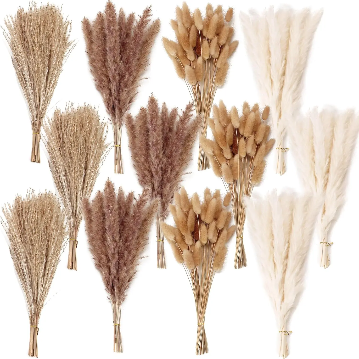 Natural Dried Pampas Grass & Bunny Tail Bouquet (100pcs/200pcs/300pcs) - Boho Home Decor, Wedding Centerpieces, DIY Crafts Supplies