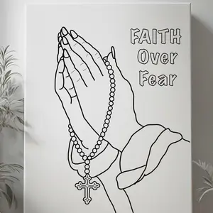 DTF Transfer Outline - Press & Paint Outline, Color your own DTF Print - Prayer - Faith Over Fear -  Coloring Activity - Sip and Paint Party - Coloring Paint Print Shortsleeve Mama