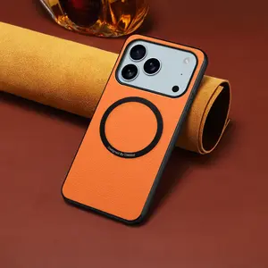 Denlor Luxury Litchi Grain Magnetic Leather Phone Case – Shockproof Anti-Fall Protection, MagSafe Compatible for Wireless Charging & Car Mount, Premium Textured Cover with Slim Fit Design, for iPhone 17/16/15/14/13/12/11/7/8Plus/X/XS/XR Series