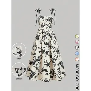 Women’s Strappy Sleeveless Minimalist Mini Dress - Tropical Floral, Pockets, Polyester-Spandex, Soft Breathable Lightweight, Figure-Shaping Loose Fit, Elegant Summer Casual Wear, Beach Outfit, Graduation Attire,summervibes