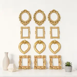 12 Pcs Mini Retro Gold Picture Frames – Vintage Resin Baroque Frames for DIY Photos, Jewelry Display, Wall Hanging, Table & Wall Decor, Tiny Frames for  Weddings, Parties, and Holiday Home Decorations