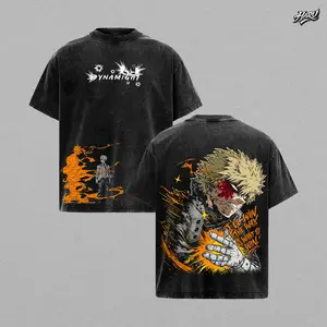 Katsuki Bakugo Dynamight Shirt My Hero Academia Anime Vintage Washed Oversized Tee Explosion Hero Manga Streetwear