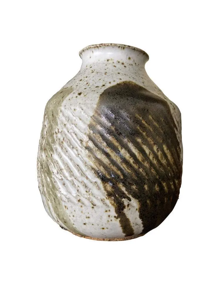 Mid Century Organic Pottery Vase Signed ‘Roger’