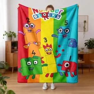 Numberblocks Cartoon Print Flannel Blanket, Comfortable and Warm, Durable for Sofa, Office, Bed, Camping, Travel, Ideal Holiday Gift