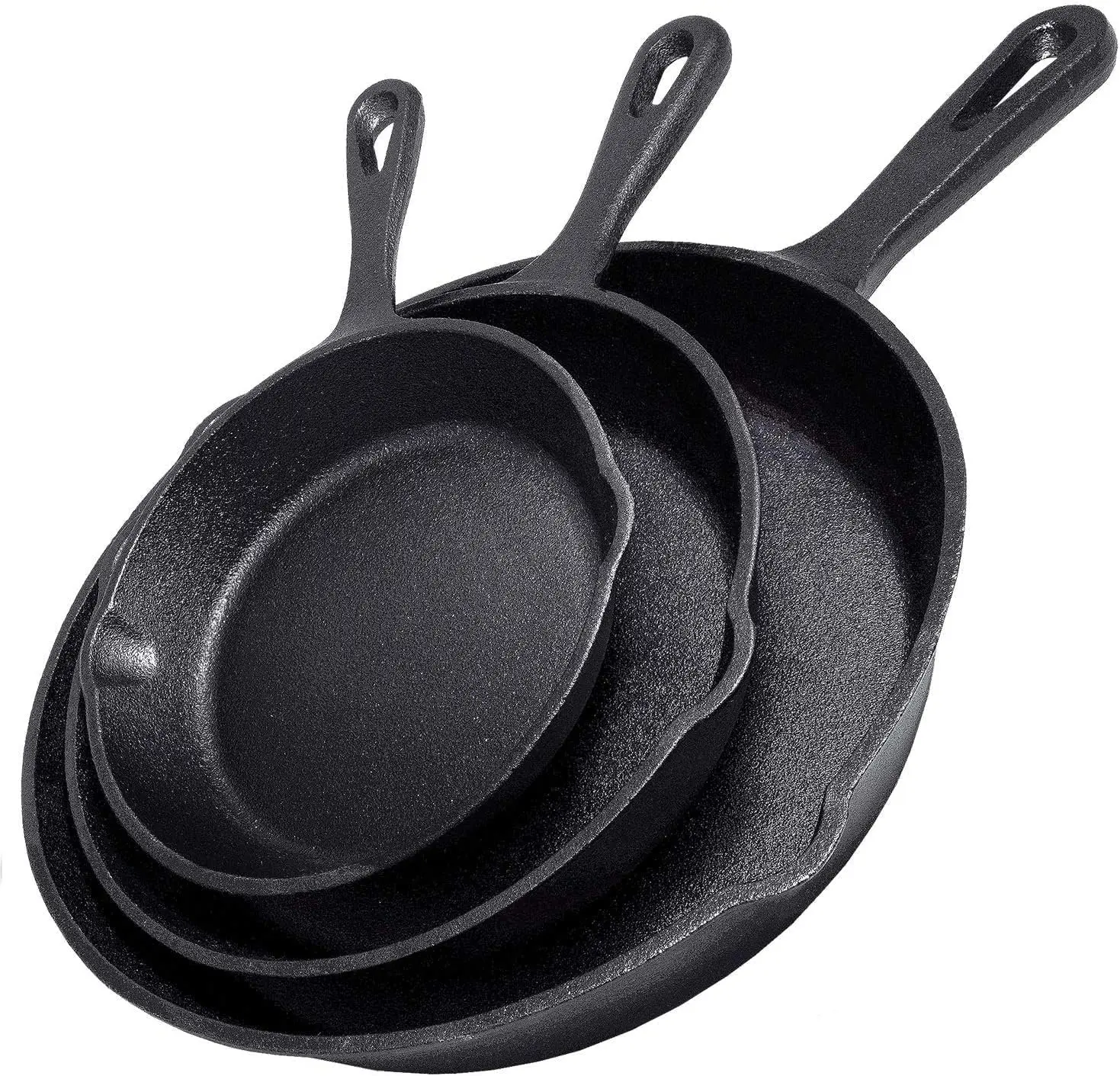 3-Piece Cast Iron Skillet Set  - Professional-grade, commercial-quality, pre-seasoned, durable skillets -10", 8", 6" skillets - Ideal For Frying, Saute, Cooking, Use Indoor/Outdoor, Oven, Grill,home essentials