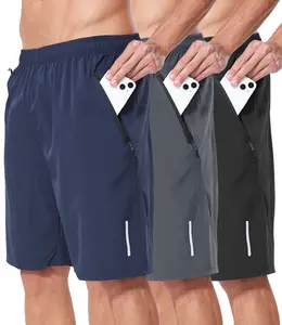 RPOVIG 3 Pack Men's Athletic Shorts Sets Gym Workout Short with Zippered Pockets Running Joggers Basketball