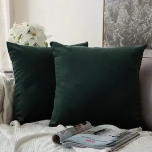 MIULEE Pack of 2 Velvet Pillow Covers Christmas Decorative Square Pillowcase Soft Solid Army Green Cushion Case for Spring Decor Sofa Bedroom Car 22X22 Inch 55X55 Cm MIULEE