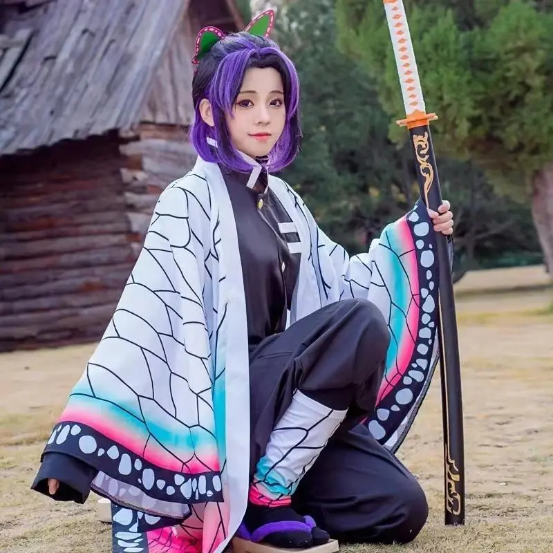 Women's Demon Slayer Kochou Kanae Cosplay Costume - Adult Kimetsu-No-Yaiba Halloween Outfit, Wig, Accessories, DIY Specialty Supply (Toys & Hobbies, DIY Category)