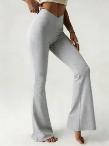 Womens Wide Leg Crossover High Waisted Yoga Pants Camo Bootcut Workout Flared Leggings Casual Pants Comfy Fall active wear gym Soft Leggings