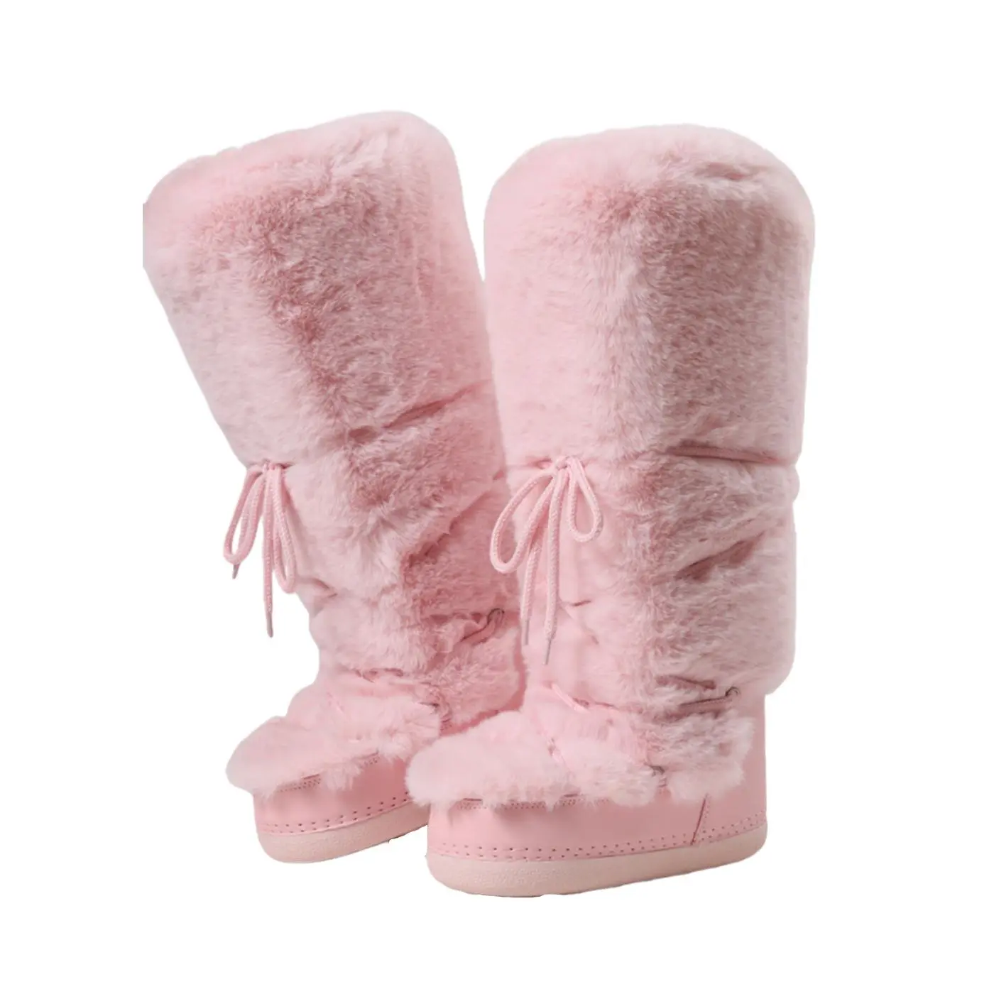 EROCALLI Faux Fur Boots for Women knee-high snow boots Furry Water Resistant Snow Boots for Women - Anti-Slip with Cotton Sponge Lined Rubber Sole