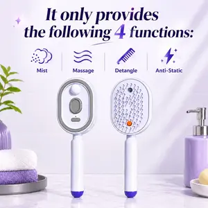 Electric Spray Air Cushion Massage Comb – Self-Cleaning, Anti-Tangle, Anti-Static, Volumizing Hair Brush with Essential Oil Mist Aromatherapy for Hair Care