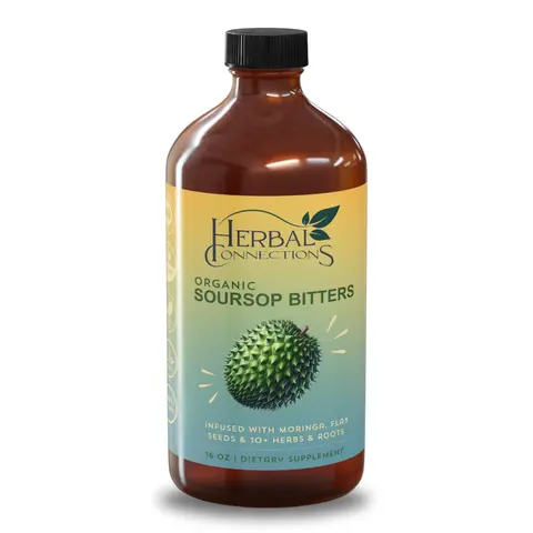 Herbal Connections : Organic Soursop Bitter 16 oz - Immune Boosting, Anti-Inflammatory, Made with Natural Ingredients for Digestive Health