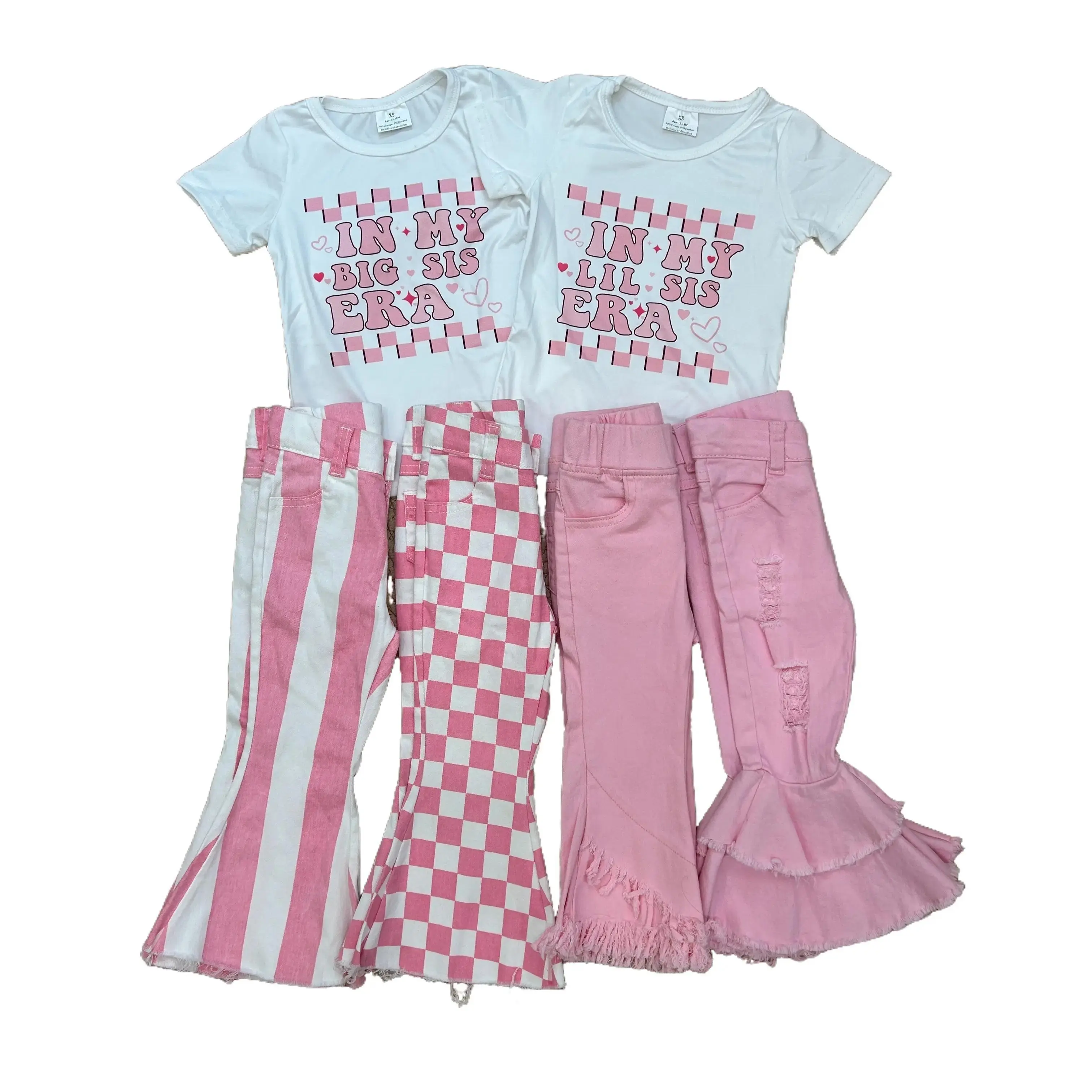 Girls' Matching Sets - Big Sister Little Sister Long-Sleeve Crew Neck Pullover Sweatshirts for Valentine's Day, Coordinating Wear That Creates a Special Bond
