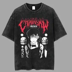 Kobeni Nervous Hunter Vintage Oversized Washed Tee, Chainsaw Man Tshirt, Anime Tshirt, Gym Shirt, Full Size, Full Color