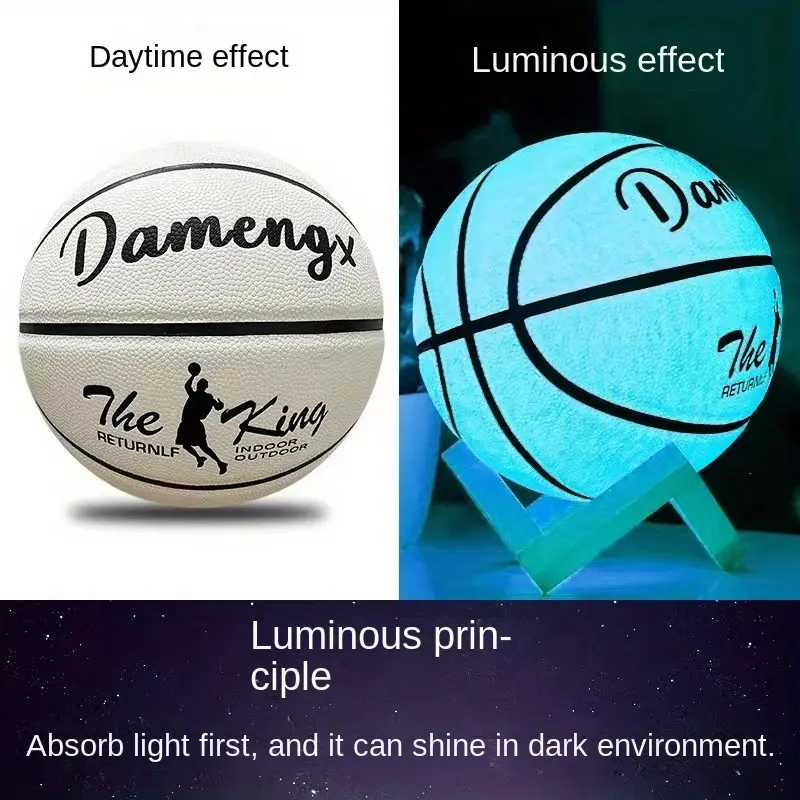 Luminous Soft PU Leather Basketball for Adults, Wear-Resistant Non-Slip Sports Ball for Indoor-Outdoor Play, Home Gym Workouts