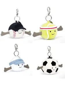 Jellycat Sports Ball Keychain Plush Baseball Tennis Volleyball Soccer Cute Bag Charm Backpack Accessory Soft Collectible Gift