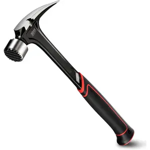 20 oz Straight Claw Hammer with   Holder, Side  Puller,  Claw Hammer with Milled  & Shock Absorbing Grip, Heavy Duty - Forged Hammer